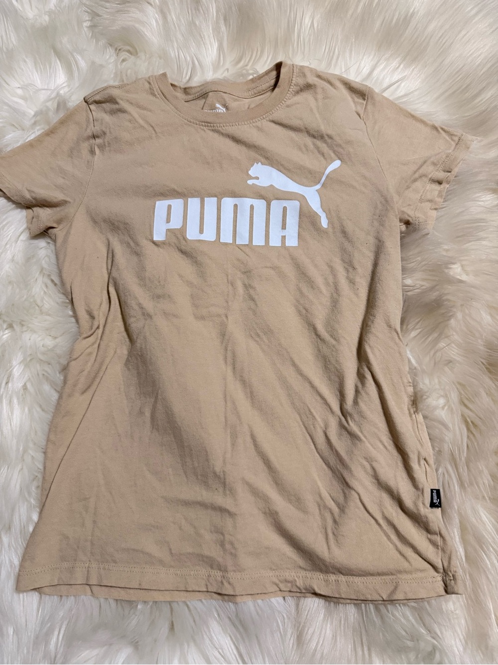 Puma Beige Short Sleeve Logo Tee